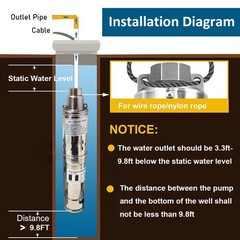 3″ Solar Pump Submersible Pump Bore DC 24V 270W Deep Well Pump + MPPT Controller