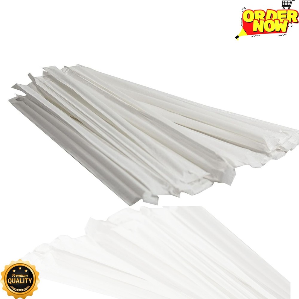 Concession Essentials Clear Jumbo Plastic Drinking Straws 7.75″ Wrapped 500 Pack