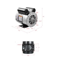 VEVOR 2HP Air Compressor Motor 115/230V 20/10A 3450RPM 56 Frame CW/CCW Rotation