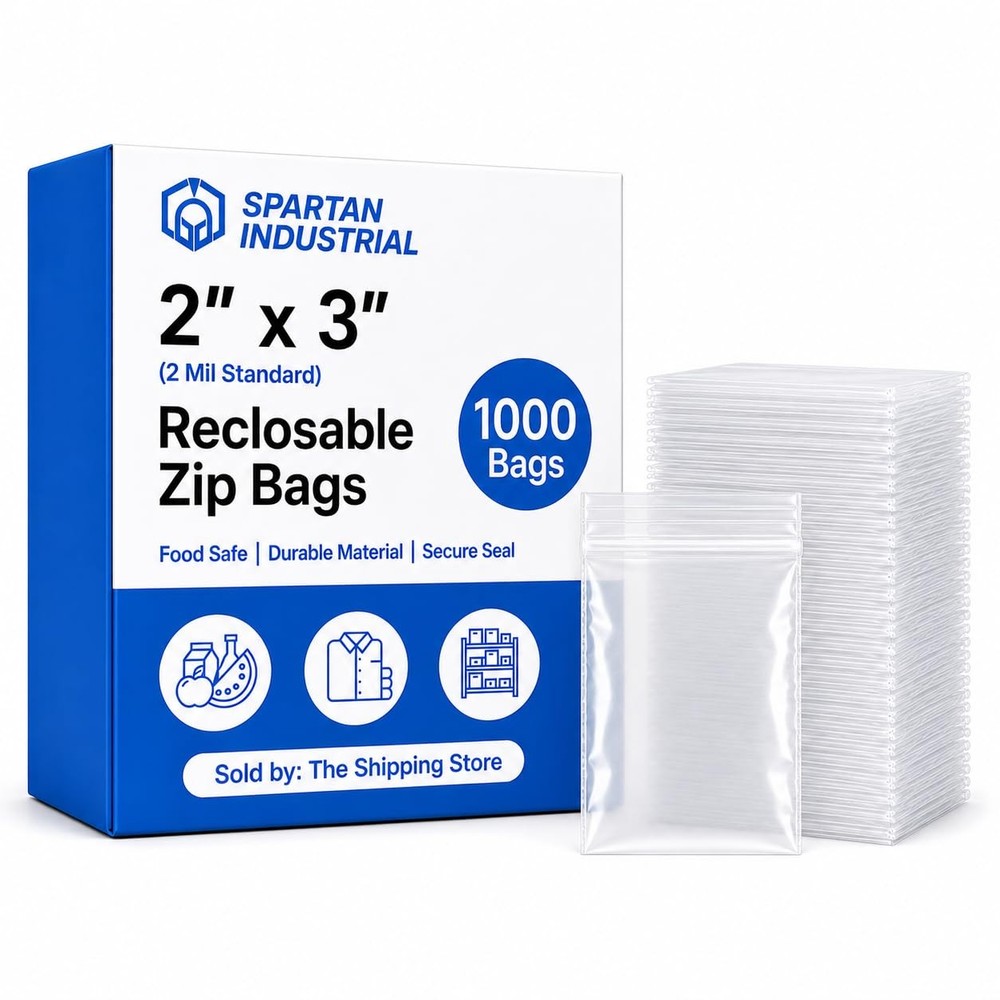 2×3 Clear Reclosable Zip Plastic Poly Bags, 2 Mil, 1000 Count