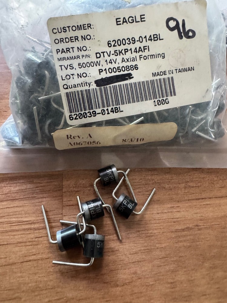 Miramar Vishay DTV 5KP14A FI Axial Forming Diode 14v 5000W TVS (Lot of 5)