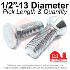 1/2″-13 #3 Flat Round Head Grade 5 Plow Bolts Zinc COARSE (Pick Length & Qty)