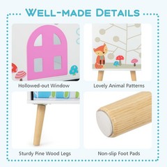 Costzon Kids Dollhouse Bookshelf Wooden Bookcase For Children Toy Storage