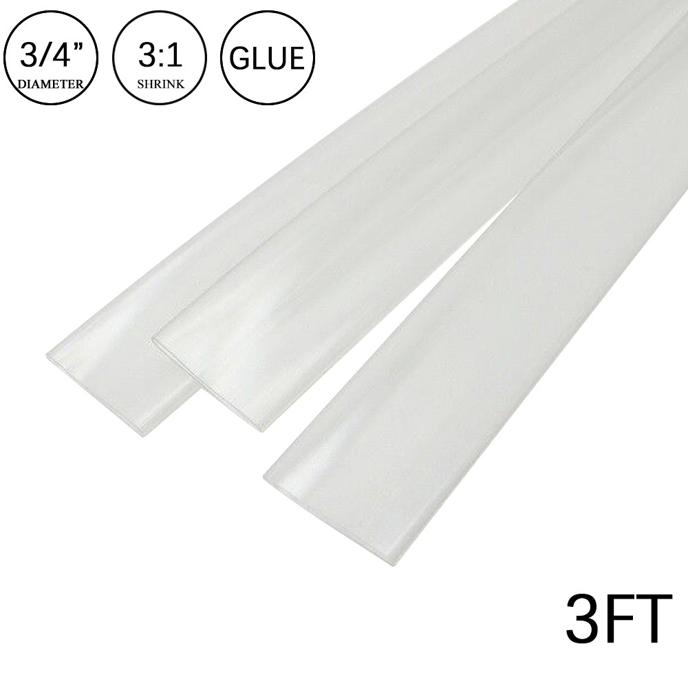 3:1 Heat Shrink Tube-3/4″ Clear Dual Wall Marine Adhesive Glue Lined Waterproof