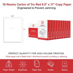 High-Quality 8.5×11 Copy & Printer Paper, 20 lb, 92 Bright, 5000 Sheets, White