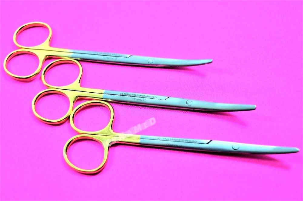 NEW 3 GERMAN T/C METZENBAUM SCISSORS 5.5″ CURVED WITH TUNGSTEN CARBIDE INSERTS