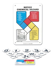 ZFD837VA Aluminum Safety Sign Kit, Legend “Notice Chemical Hazard” with NFPA Dia