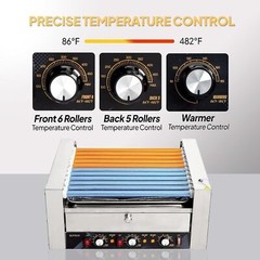 ROVSUN Electric 18/30 Hot Dog 7/11 Roller Grill Cooker Machine Cover Bun Warmer