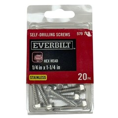 20 pcs Self Drilling TEK Screws 1/4 in x 1-1/4 in Hex Head Stainless Steel