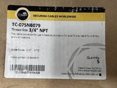 Box of 5 APPLETON CMP TC075NB079 3/4″ TRAY CABLE FITTING SS 075NPT Free Shipping
