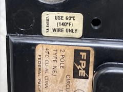 FPE Federal Pacific NEJ221125 Circuit Breaker Type NEJ 2 Pole 125 AMP 10kA@ 240V