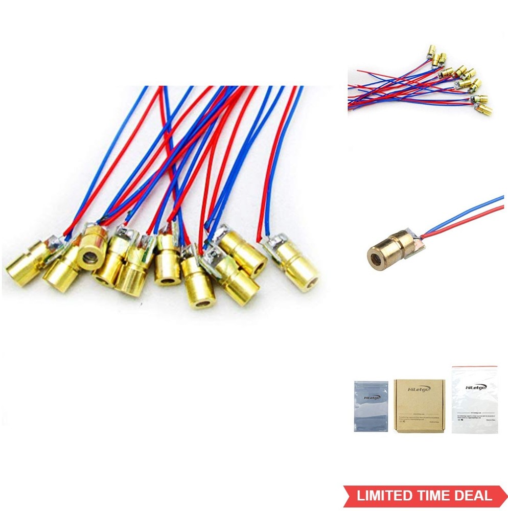10pcs 5V 650nm 5mW Red Dot Laser Diode Head 6mm with Leads for Level Instrument