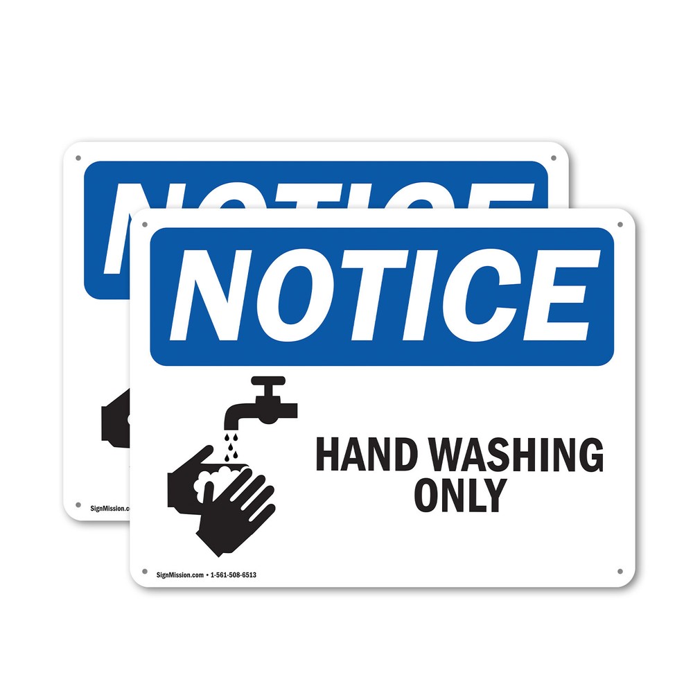 (2 Pack) Hand Washing Only OSHA Notice Sign Decal Metal Plastic