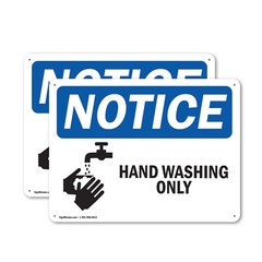 (2 Pack) Hand Washing Only OSHA Notice Sign Decal Metal Plastic