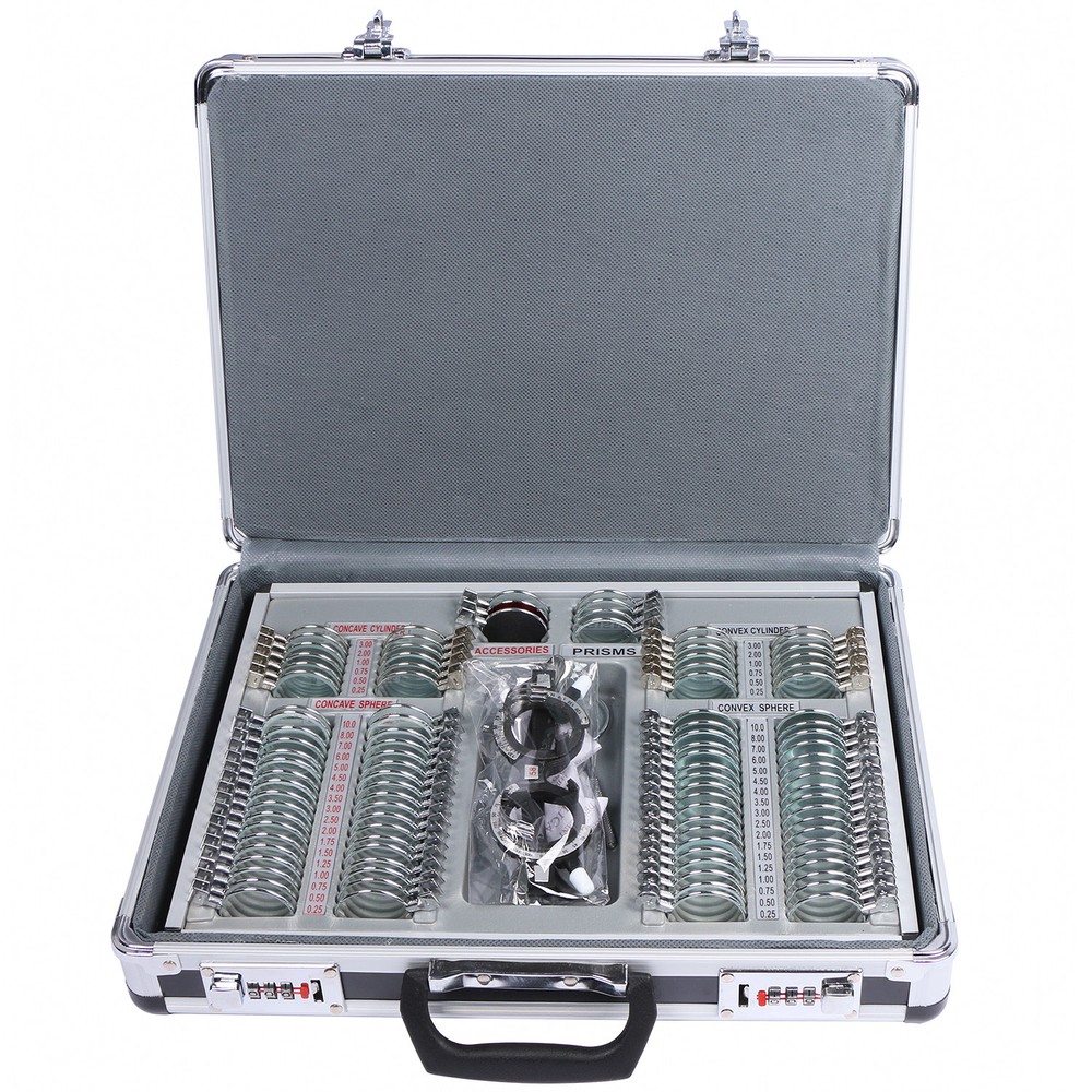 104PCS Optical Optometry Trial Lens Set Metal Rim Aluminum Case