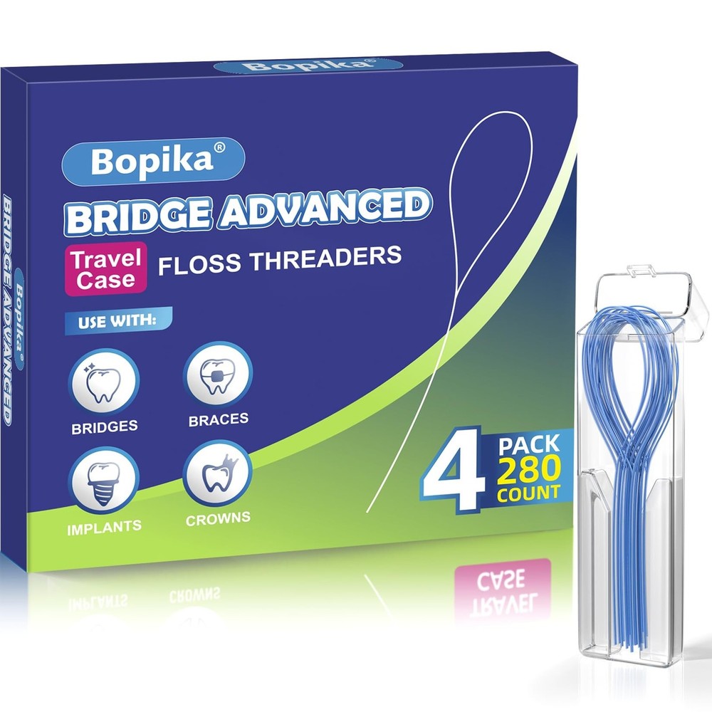 Bopika Floss Threaders for Braces and Implants, 280 Count | BPA, PTFE & PFAS-…