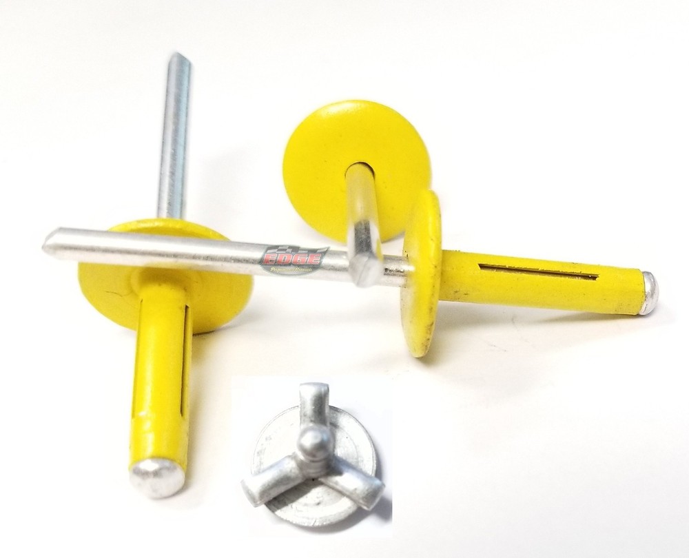 Yellow Exploding Pop Rivets 3/16″ Tri-Fold Large Head Aluminum Mandrel .040 -…