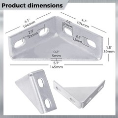 4PCS 90° Carbon Steel Gusseted Brackets Unistrut 1-5/8″ Channel Brace 4″x4″