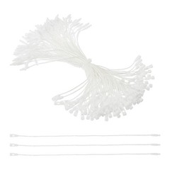 100 Pcs Polyester Hang Tag String, 6 Inch White Snap Lock Pins Loop Price Tag