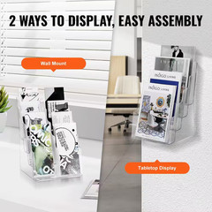 Magazine Display Stand, Acrylic Brochure Display 8.5 X 11 In. 4-Tier Magazine Ra