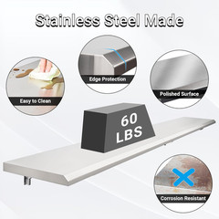 Commercial Grade 18″ x 96″ Stainless Steel Folding Concession Shelf