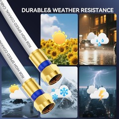 Coaxial Cable 3ft/6ft/10ft/15ft/25ft/50ft/60ft/75ft/100ft, RG6 3FT, White