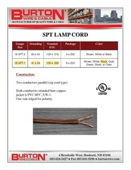 Burton 18/2C SPT-1 Lamp/Appliance Power Cord Cable 10Amps 60C/300V Black /50ft