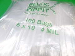 100 Zippit RELOC 6×10 Heavy Duty 4Mil Clear RECLOSABLE PLASTIC BAGS 6″ x 10″