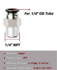 Air Line Tubing Kits 1/4” OD 33ft Nylon Hose 1/4” NPT Push to Connect Fittings
