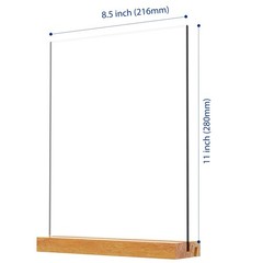 Acrylic Sign Holder with Wood Base, 8.5×11 Inch, Vertical, 2 Pack