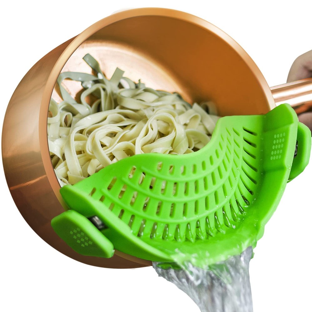 Clip On Strainer Silicone Pots and Pans, AUOON Standard 8.86 x 3.55 in, Green