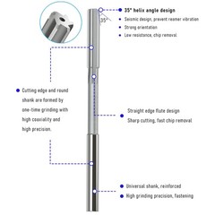 Chucking Reamer 8mm H7 HSS Cobalt M35 Lathe Machine Metric 6 Flutes Round Shank