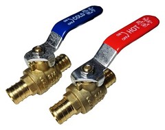 2 PIECES 3/4″ PEX SHUT OFF BALL VALVE, FULL PORT, LEAD FREE BRASS, HOT AND COLD