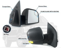 Right Passenger Side Door Mirror with Blind Spot Glass Assembly Fits 2015-2020 F