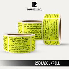 Thank You For Your eBay Purchase Stickers Neon Yellow 2” x 3” 250 Labels Roll