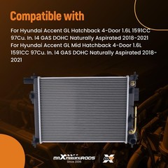 Aluminum Radiator AT Cooler Hyundai Accent 18-21 Kia Rio 18-20 1.6L 25310-H9050