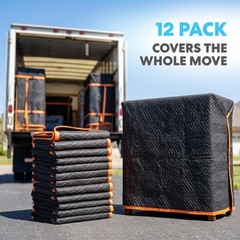 12 PACK Heavy Duty Padded Moving Blankets 72″ x 40″ Furniture Covers for Moving