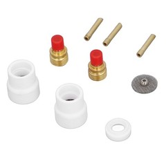 12 Pcs Set TIG Gas Lens Kit Ceramic Nozzle Short Bevel Electrode Holder Mesh