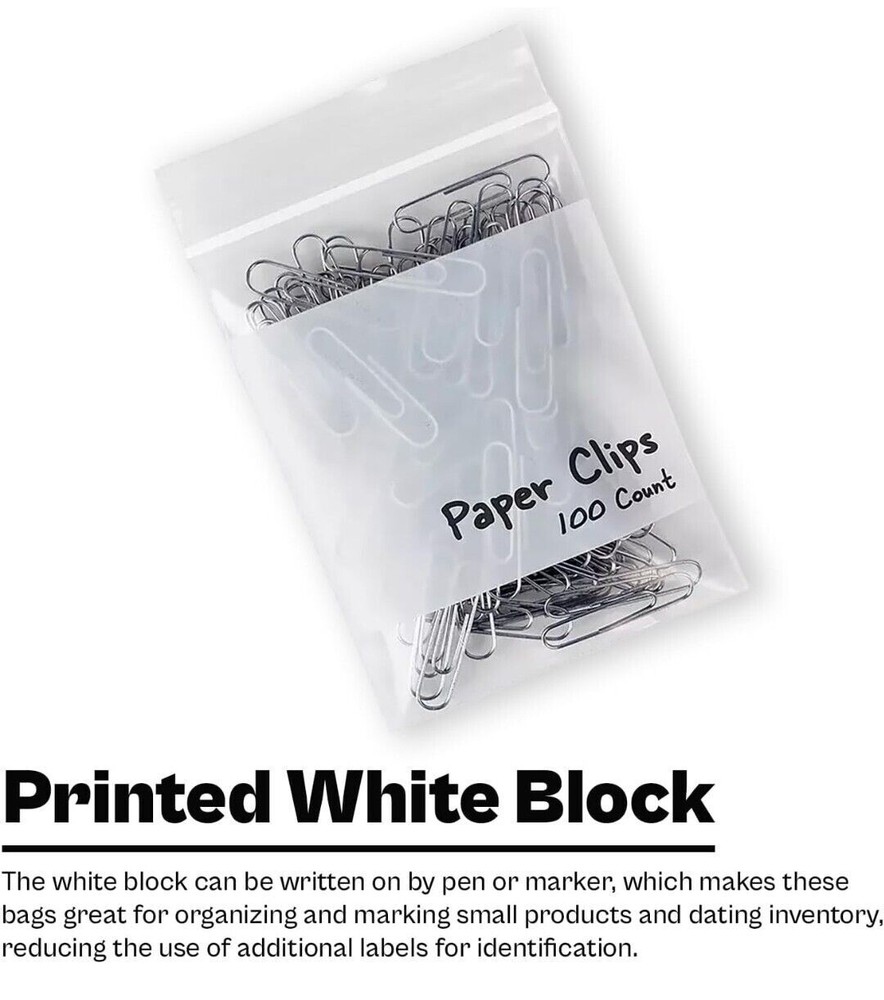 500/PCS White Block 2″x2″ Clear Reclosable Seal Bag Plastic Zip Lock Bags 2Mil