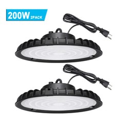 2Pack 200W UFO Led High Bay Light Commercial Warehouse Shop Gym Light Fixtures