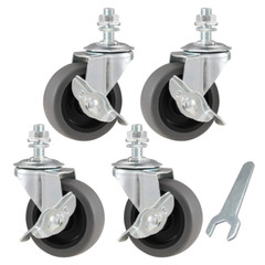 4pcs Caster Wheels, 3″ Locking Swivel Stem Casters Set with Brake, 3/8″-16 X 1″