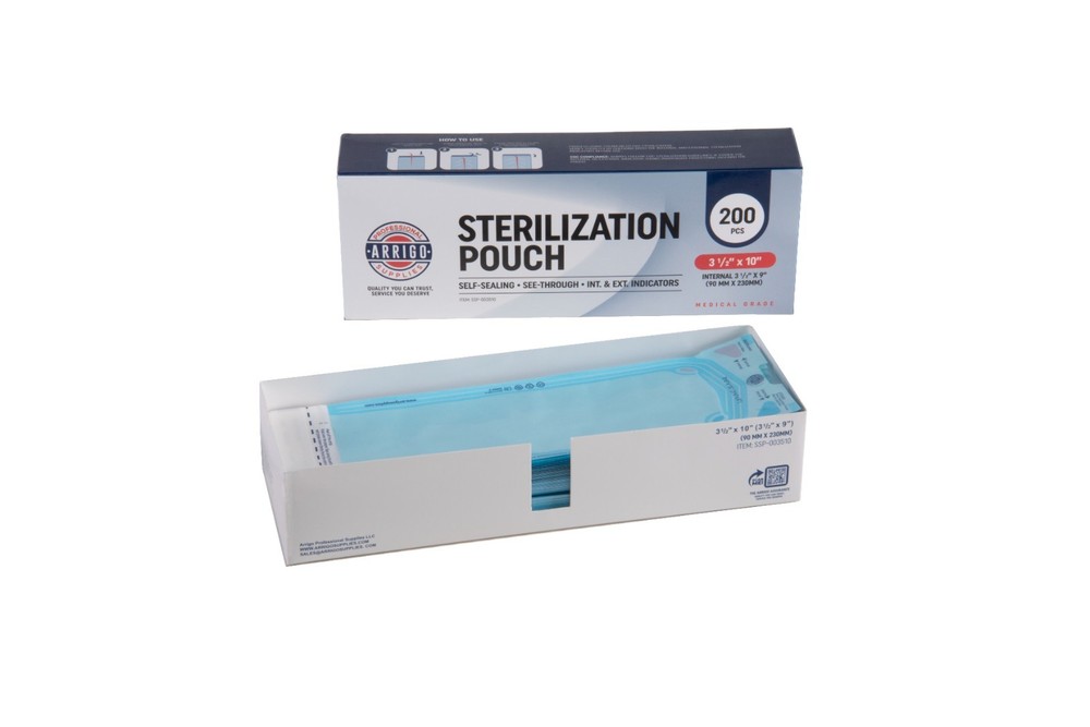 3.5″ x 10″ Sterilization Pouches – Self Seal, Dual Indicator, Medical Dental