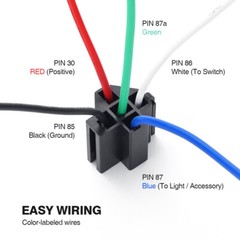 Universal 6-Piece 5-Pin SPDT 30 Amp Fuse Relay Switch Harness Kit, 14 AWG, 12V