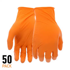 X-Large Orange 6 Mil Thick 100% Nitrile Disposable Work Gloves with Textured Gri