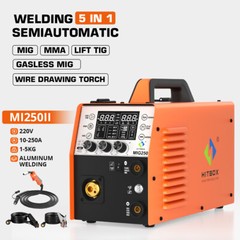 110V 220V 4-in-1 Aluminum MIG Welder Gas/Gasless 250 AMP TIG MMA Welding Machine