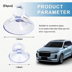 24PCS Car Glas Windshield Sunshade Suction Cups,Pull Ring Dovetail Sucker Hooks