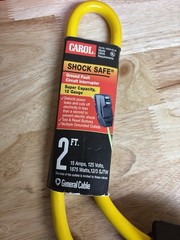 CAROL Shock Safe GFCI Adapter 15 AMP 125 Volts 12 Gauge 3-way Heavy Duty 2ft