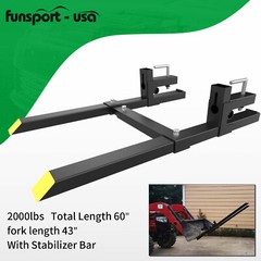 60″ Clamp on Pallet Forks 2000lbs w/ Bar for Loader Bucket Skidsteer Tractor