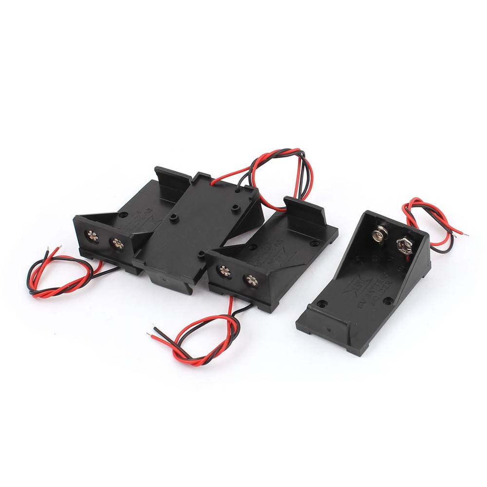 4pcs Plastic Housing 9V Battery Holder Storage Box Container w Double Wire Leads