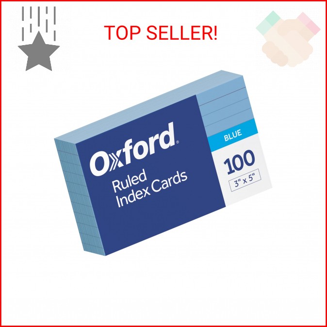 Oxford Ruled Color Index Cards, 3″ x 5″, Blue, 100 Per Pack (7321 BLU)